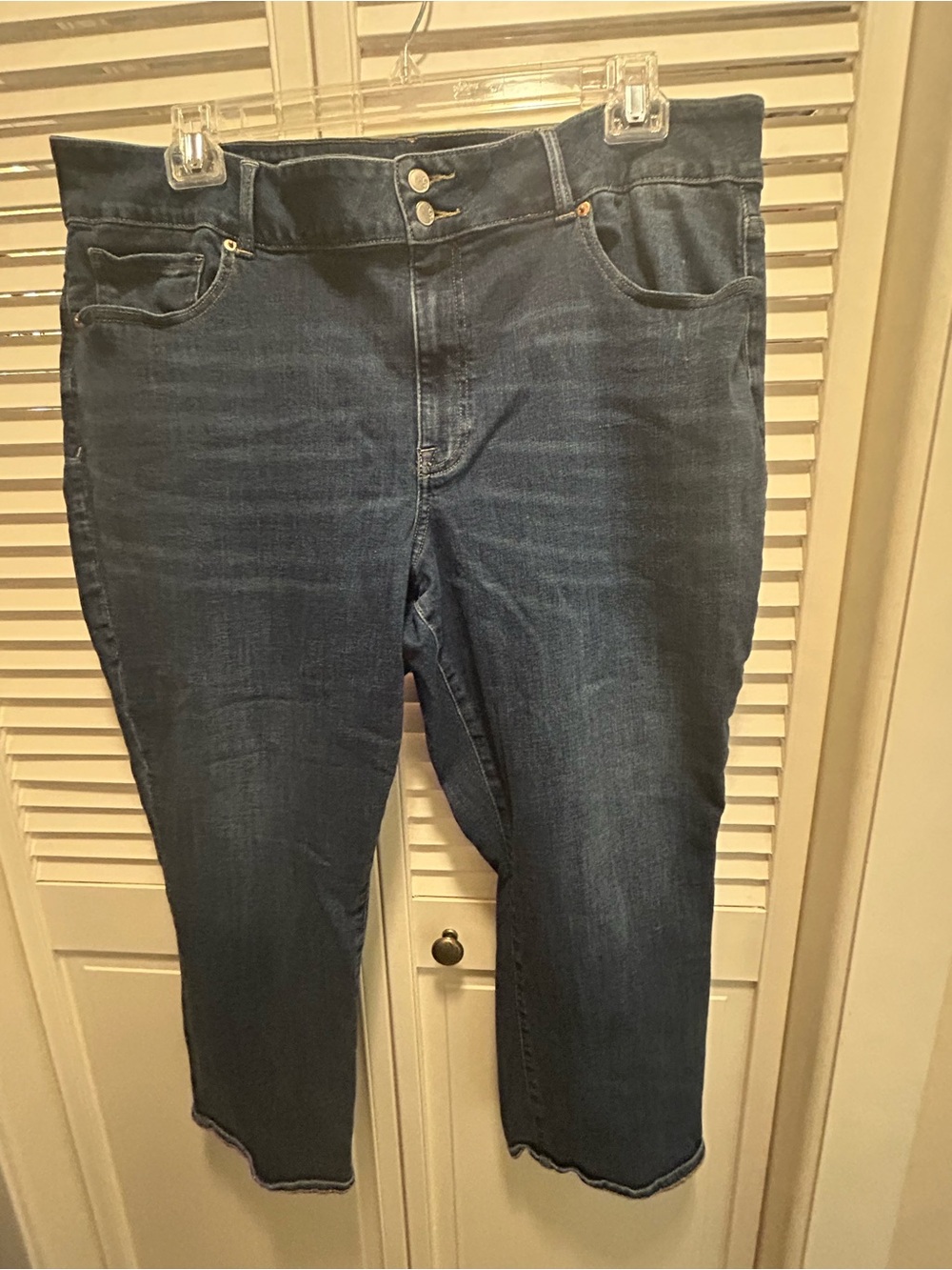 Dark Blue Women Crop Jeans - Classic High Waist